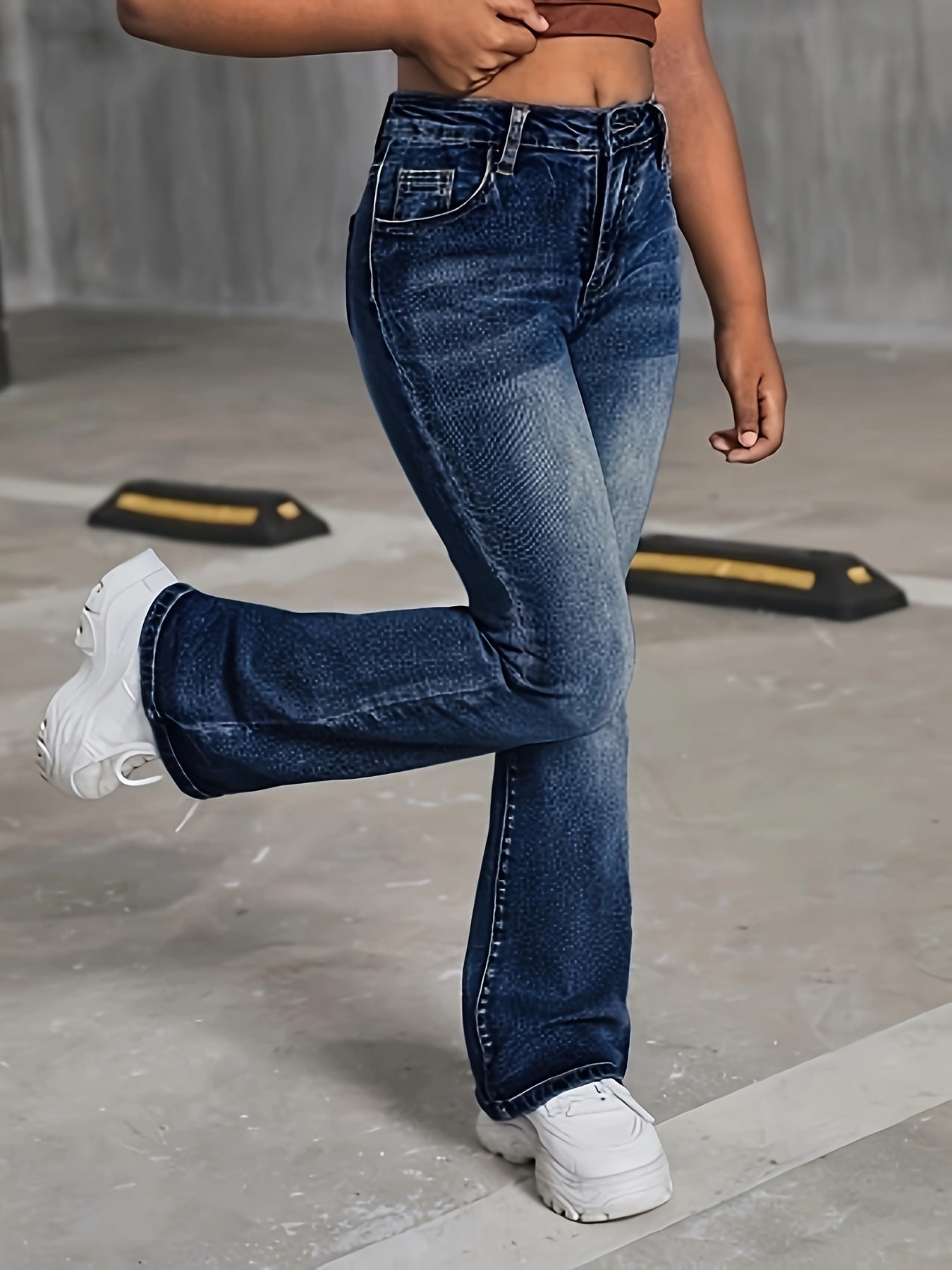 HEY+JEANS Teen Girls' Fashion Flare Leg Denim Jeans - Cotton Blend Medium Stretch Solid Color Long Length All-Season Washed Denim with Zipper Fly Closure and Skinny Fit for Ages 3+