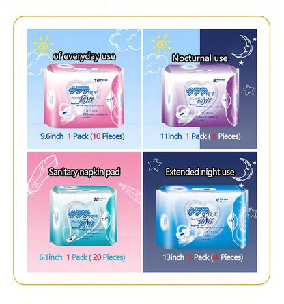 6-Pack Women's Hygiene Sanitary Pads Bundle, Soft Ultra Thin Winged Napkins, Overnight Absorbency, Unscented Menstrual Pads Combo Set, Multi Size, Travel-Friendly - 60/56 Count
