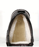Men's Leather Boots, Winter Thermal Shoes, Windproof Hiking Boots With Fuzzy Lining