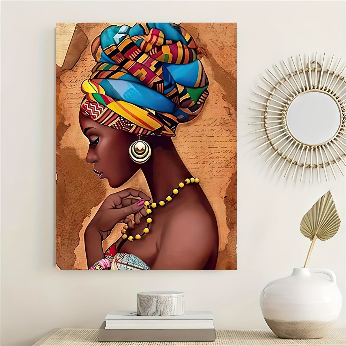 1pc African Art Woman Painting Prints On Canvas, Beauty Girl, Scandinavian Posters, Wall Art Picture, For Living Room/Bedroom Decor