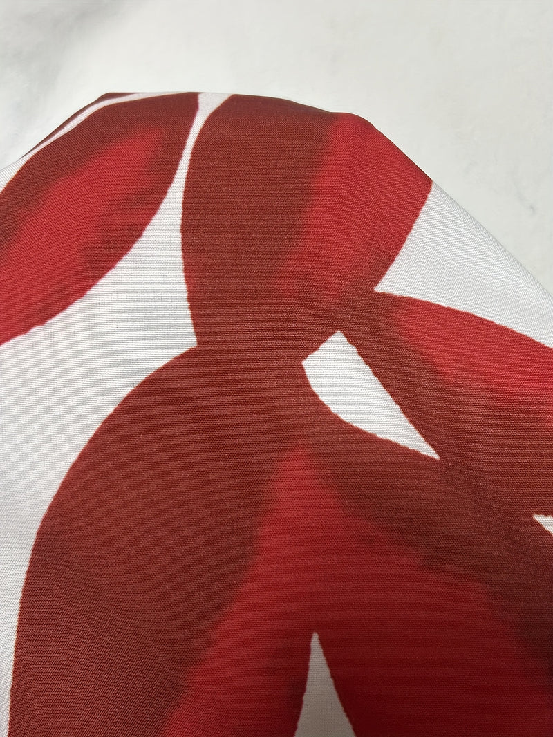 Stylish Women'S V-Neck Blouse - Floral Print, Short Sleeve, Lightweight Polyester, Perfect for Spring/Summer, Red & White Design, Elegant Shirt for Casual or Office Wea