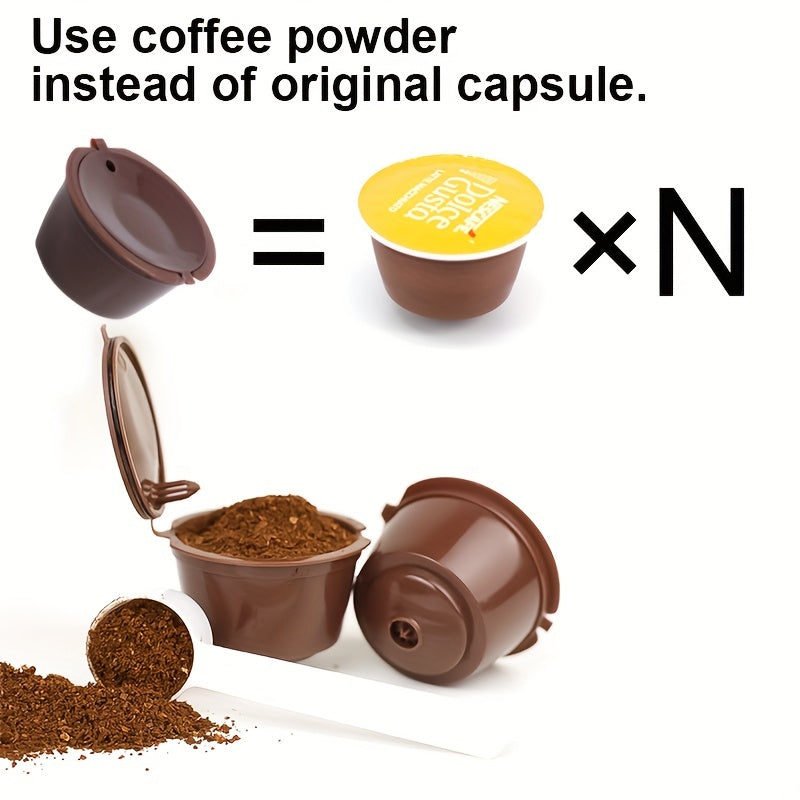 3Pcs Fit For Dolce Gusto Coffee Filter Cup Reusable Coffee Capsule Filters For With Spoon Brush