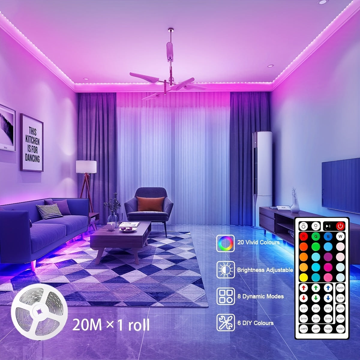 Tira de luces LED con control inalámbrico, iluminación RGB remota por infrarrojos, decoración para sala de estar, lámpara flexible, cadena decorativa
