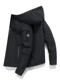Chaqueta cortavientos informal con capucha para hombre: poliéster ligero e impermeable, con cremallera, color liso y bolsillos | Versátil para todas las estaciones