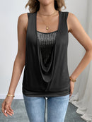 Sequin Decor Ruched Tank Top, Casual Summer Sleeveless Top, Women's Clothing