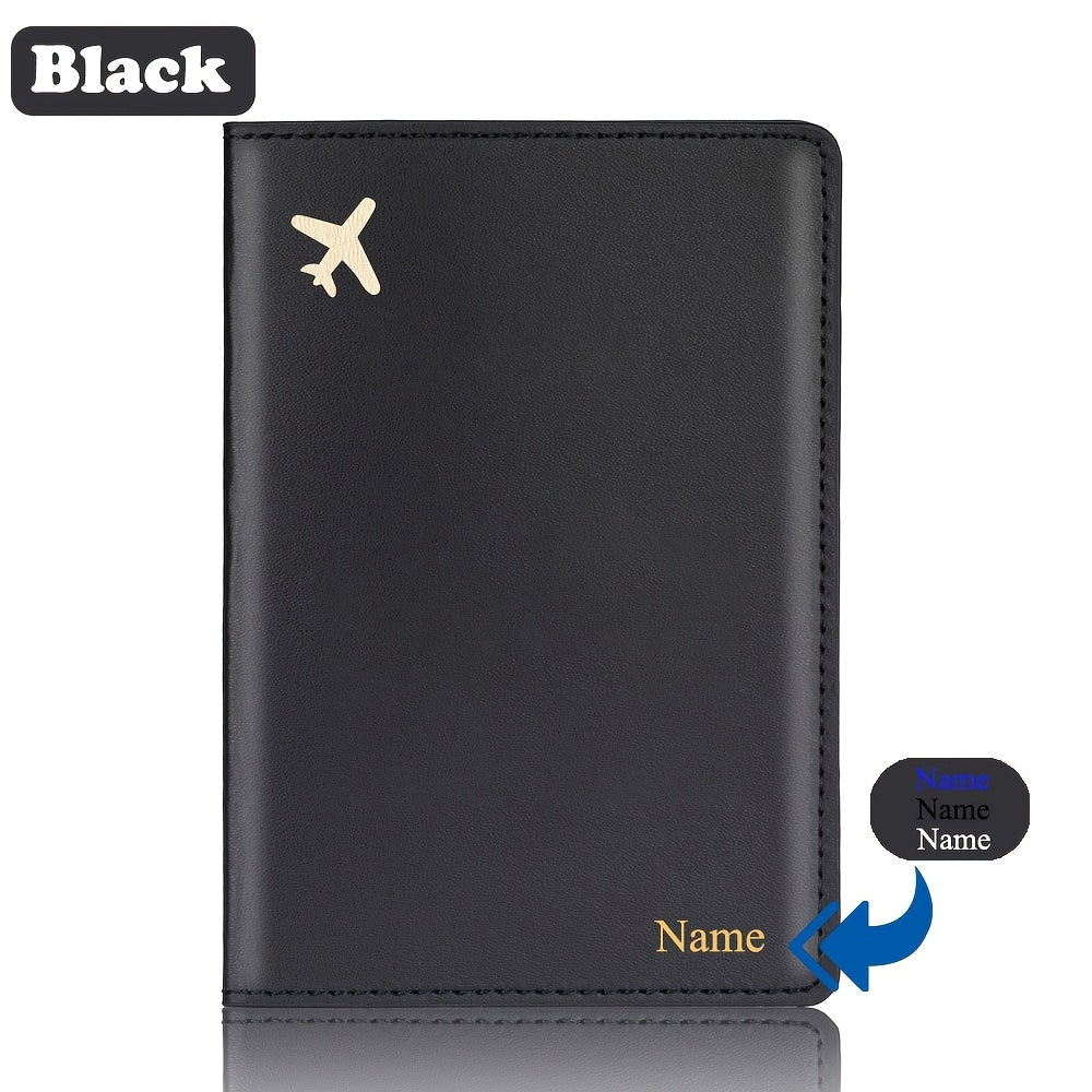 Minimalist Faux Leather Passport Cover with Custom Name - RFID Blocking, Water-Resistant Travel Wallet Card Holder for Men and Women, Lightweight Unlined Passport Pouch for Vacation