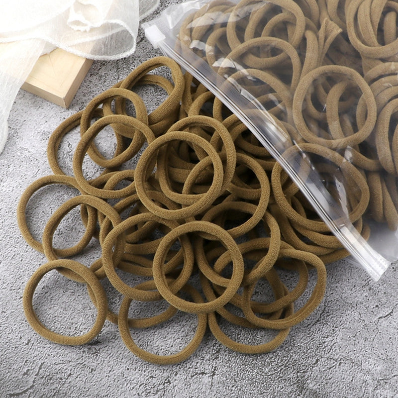 Juego de 50 bandas elásticas para el pelo para mujer, de 4 cm, de colores lisos y sencillos, accesorios para el cabello, coleteros.