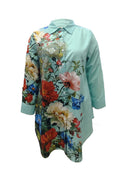 Plus Size - Elegant Floral Print Maxi Dress with Long Sleeves - Blue & White Floral Design, Button-Up Front, Casual Style for Women, All-Season Wear, Casual Summer Dress | Floral Print Dress | Nonstretch Fabric