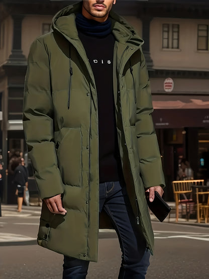 Men'S Solid Color Jacket, Comfy Warm Trendy Winter Cold-Proof Outwear As Gift