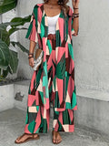 Elegant Polyester Suit Set For Women, Geometric Print, Open-Front Blouse, And Wide-Leg Pants, Casual And Fashionable Outfit For Daily And Leisure Wear