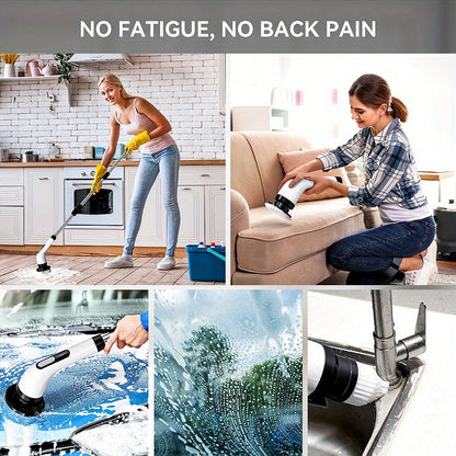INSKAM 7-in-1 Cordless Electric Cleaning Brush Set, ABS Plastic, Hard Firmness, Rechargeable Lithium Battery, USB Charging, 2500mAh, 2 Speeds, Interchangeable Heads, Multi-Component Kit for Living Room, Bathroom, Outdoor, Flo