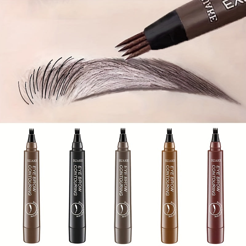 Waterproof Eyebrow Pen, Microblading Eyebrow Pencil With 4 Split Head, Natural Looking Brows Makeup ( 5 Colors )