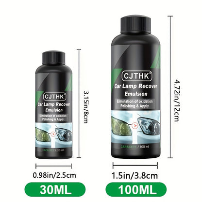 CJTHK Car Lamp Recover Emulsion - Universal Headlight Restoration Polish, Scratch Remover & Maintenance Fluid Kit for Auto Accessories - PE Material