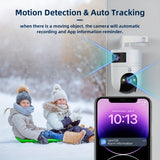 JOOAN 4K Outdoor Dual Lens PTZ WiFi Camera, 5G Compatible, Wall Hanging, 1296p Video, Two-Way Audio, HD Resolution, Application Control, Audio & Motion Alerts, Color Display, USB Power, without Battery, for Security Monitorin