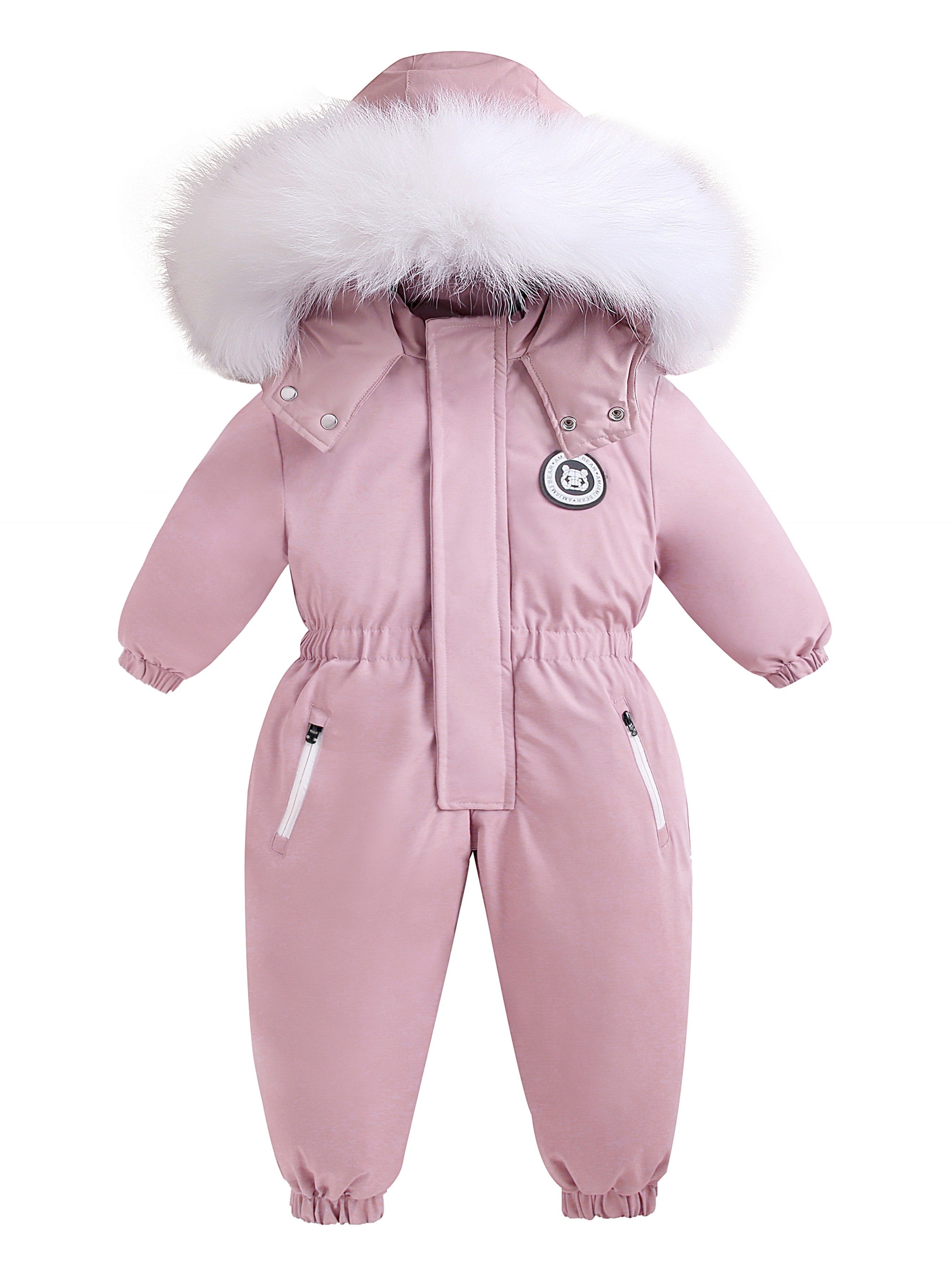 Girls' Boys' Outdoor Ski Suits Baby Winter Warm Hooded Jumpsuit with Zipper Pockets Outerwear Coat Overalls