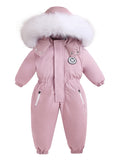 Girls' Boys' Outdoor Ski Suits Baby Winter Warm Hooded Jumpsuit with Zipper Pockets Outerwear Coat Overalls