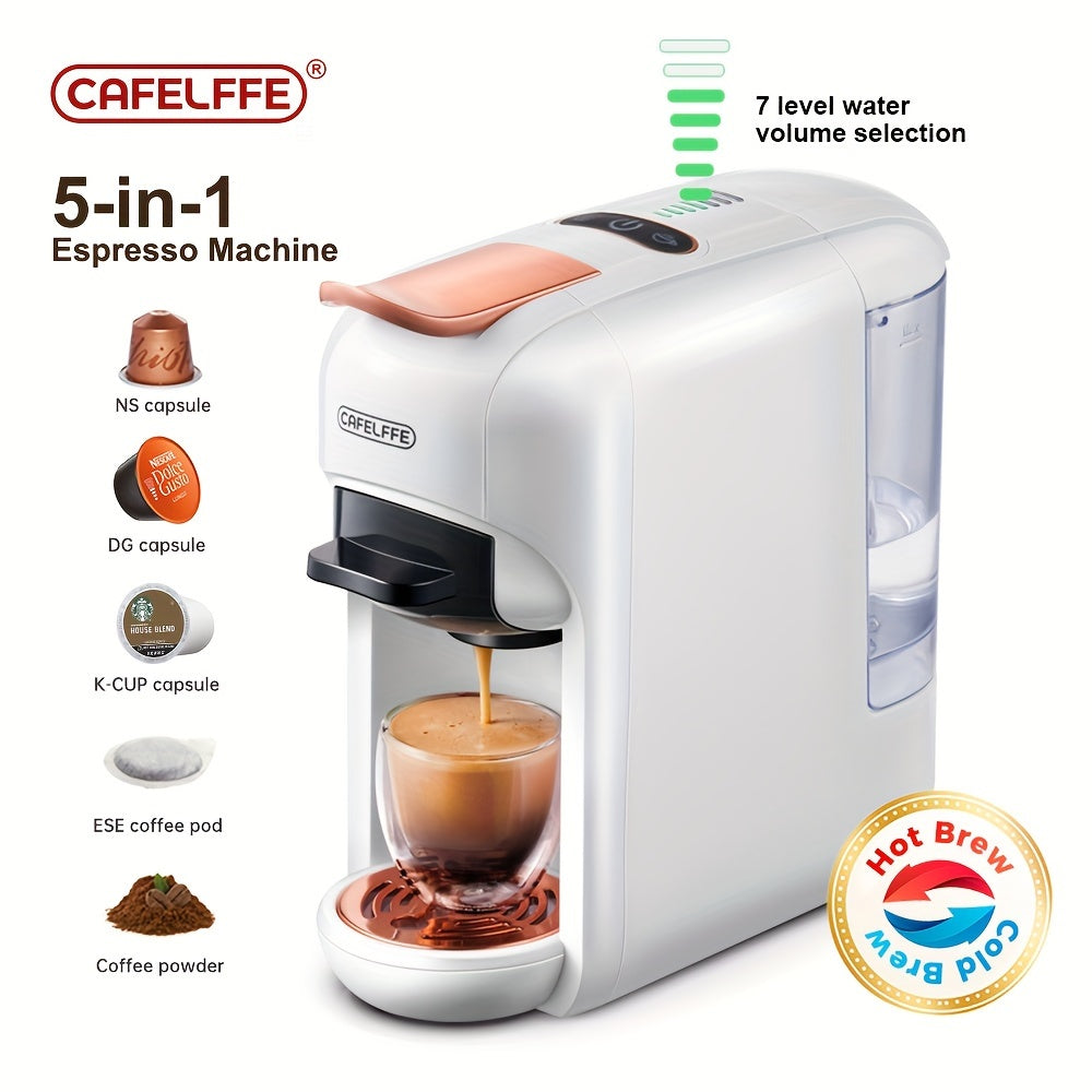 Cafetera de cápsulas 5 en 1 CAFELFFE, control de temperatura (frío/caliente), calefacción, compatible con Dolce Gusto, K-CUP, cápsulas de café y café molido, cafetera automática para la cocina del hogar, gran regalo para Halloween y Navidad.