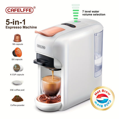 Cafetera de cápsulas 5 en 1 CAFELFFE, control de temperatura (frío/caliente), calefacción, compatible con Dolce Gusto, K-CUP, cápsulas de café y café molido, cafetera automática para la cocina del hogar, gran regalo para Halloween y Navidad.