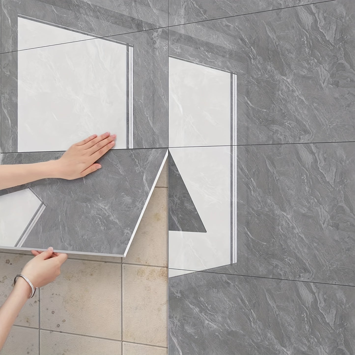 Thick Imitation Marble Tile Foam Wall Sticker, Self-Adhesive Waterproof Wallpaper, Peel and Stick, Easy to Clean and Cut, Suitable for Renovation and Decoration of Bathrooms, Living Rooms, Kitchens, Bedrooms and Offices