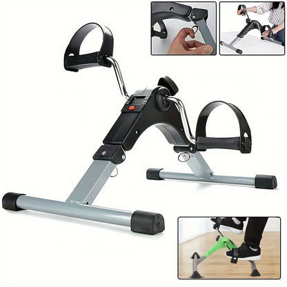 Stepper plegable para oficina en casa - Bicicleta de ejercicios compacta de hierro con pantalla digital, resistencia ajustable y funcionamiento manual para entrenamiento de piernas, rehabilitación y ejercicio muscular - Gris