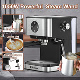 Espresso Machine, 20 Bar Expresso Coffee Machine, 1.5L Removable Water TankSemi-Automatic Coffee Machine With Steam Wand For Espresso, Latte, And Cappuccino, 1050W(FREE Add Plug Adapter)