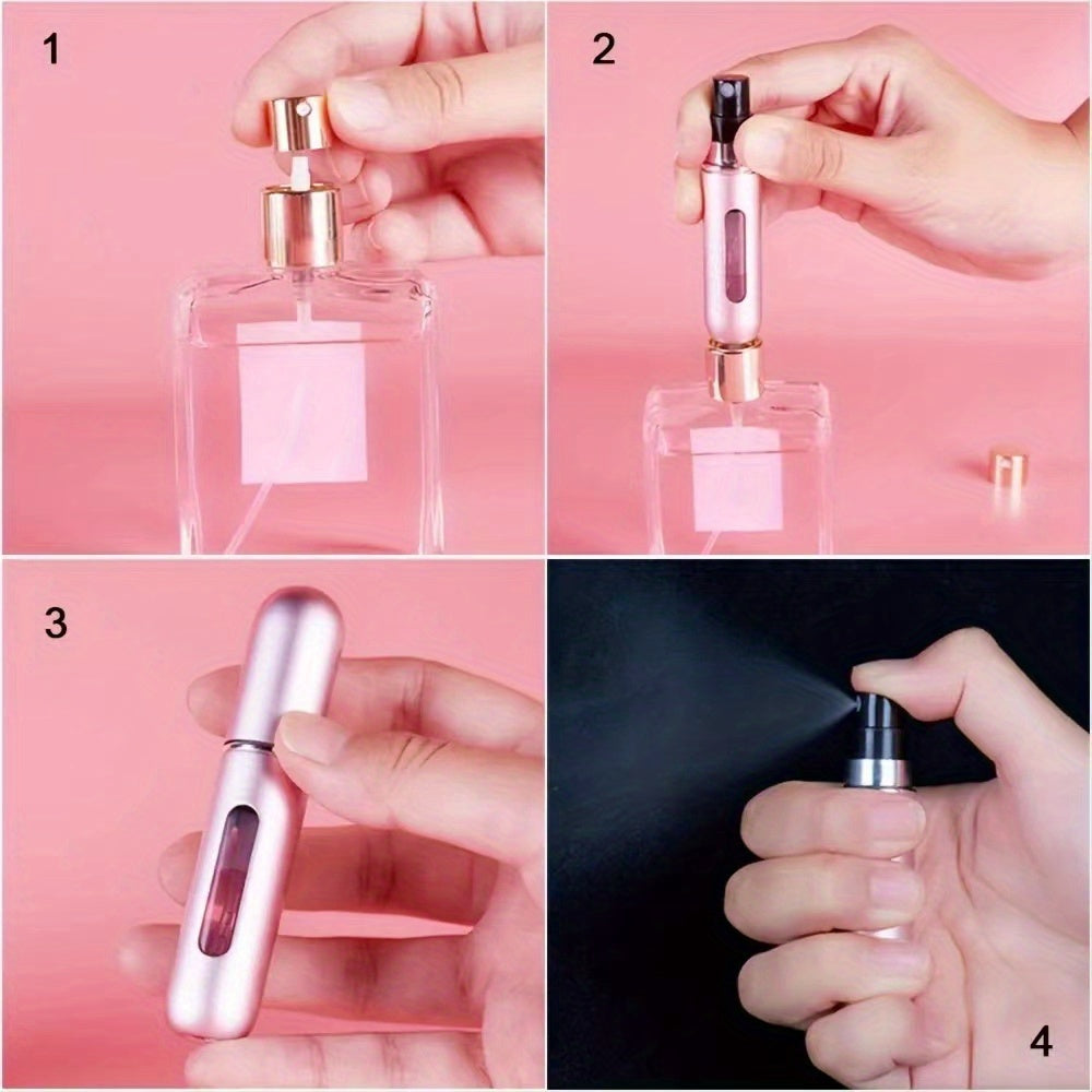 Botella de perfume compacta y recargable con atomizador: perfecta para viajar.
