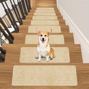 15pcs Reusable Self-Adhesive Hardwood Step Carpet Stair Treads, Indoor Activity Pet Non-Slip Safety