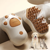 Cepillo de vapor para gatos, herramienta eléctrica 3 en 1 para el cuidado de mascotas, cepillo de vapor portátil de silicona autolimpiante para gatos y perros, masaje reconfortante y depilación, cuidado del cabello, diseño de pata.