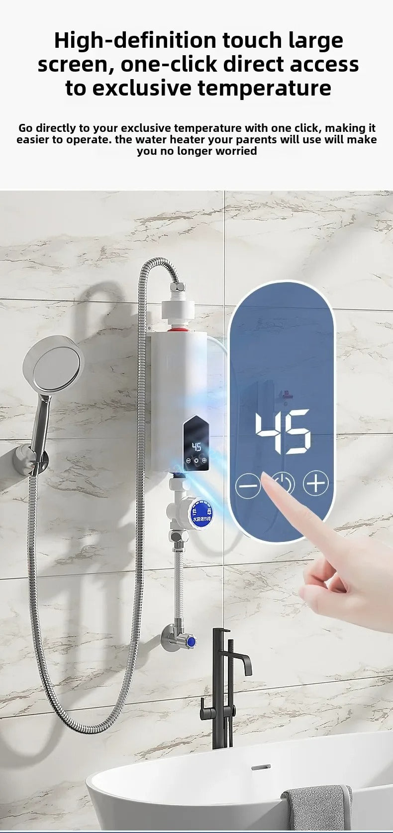 Instant Water Heater 220V 3000W-5500W Portable Electric Heaters for Bathroom Hot Water Shower and Home Kitchen Heating