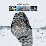 REWARD Black Quartz Watches For Men, Sport Chronograph Luminous Waterproof Wrist Watches