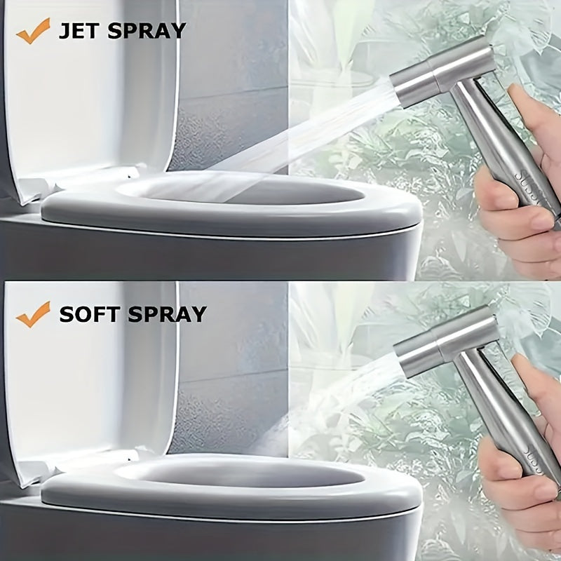 3-Piece Stainless Steel High-Pressure Shower Head Set with Handheld Bidet Sprayer & Tub Attachment - Contemporary Style, Diverter Control, Other Shape, Single-Hole Deck Mount - Enhanced Bathroom Cleaning Comfort