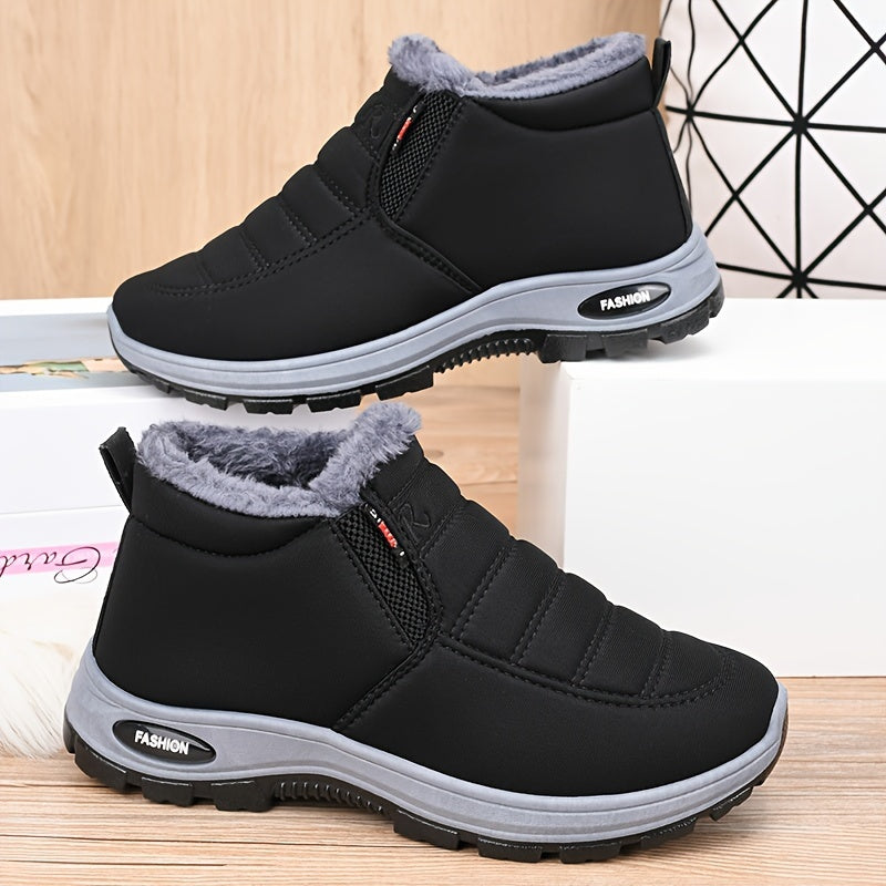 Cozy & Stylish Women's Winter Boots - Waterproof, Non-Slip, Warm Fleece-Lined Slip-On Sneakers with Soft Sole for Comfortable Walking | Casual Low-Top Design, Solid Color, Easy Care