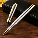 1pc Luxury Personalized Metal Ballpoint Pen Set with 2 Refills and Gift Box - Black & Silver, Engraved Name, Elegant Office and Business Men'S Gift