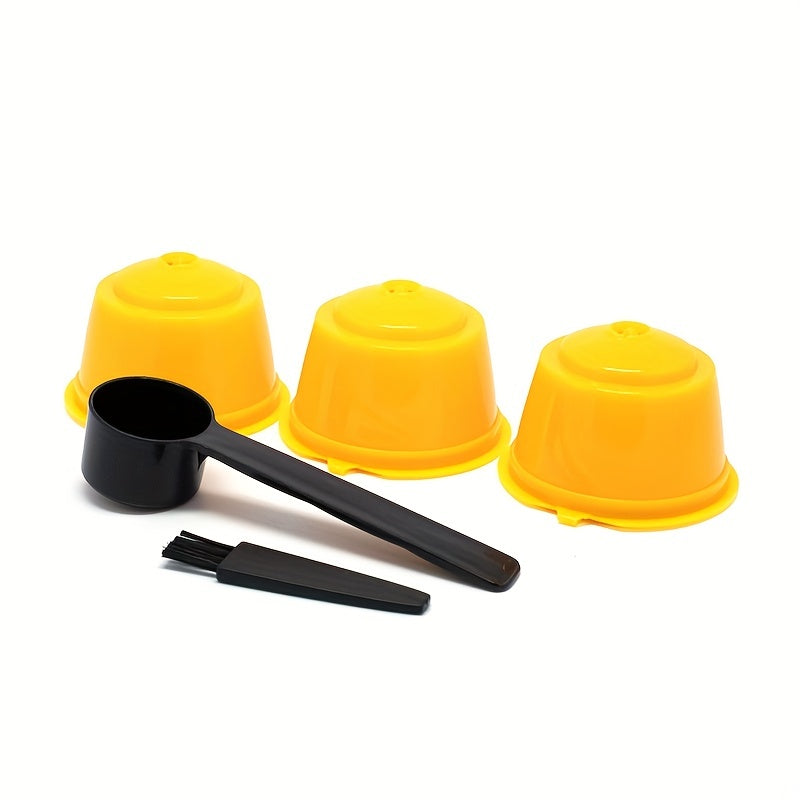 3Pcs Fit For Dolce Gusto Coffee Filter Cup Reusable Coffee Capsule Filters For With Spoon Brush