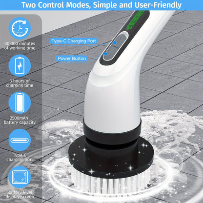 INSKAM 7-in-1 Cordless Electric Cleaning Brush Set, ABS Plastic, Hard Firmness, Rechargeable Lithium Battery, USB Charging, 2500mAh, 2 Speeds, Interchangeable Heads, Multi-Component Kit for Living Room, Bathroom, Outdoor, Flo