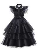 5pcs Girls' Princess Costume, V-neck Flying Sleeve Belted Elegant Long Dress Cosplay Birthday Party Halloween Prom Party Dress Dress 2-12T With Wig Socks Necklace And Gloves Set mardi gras