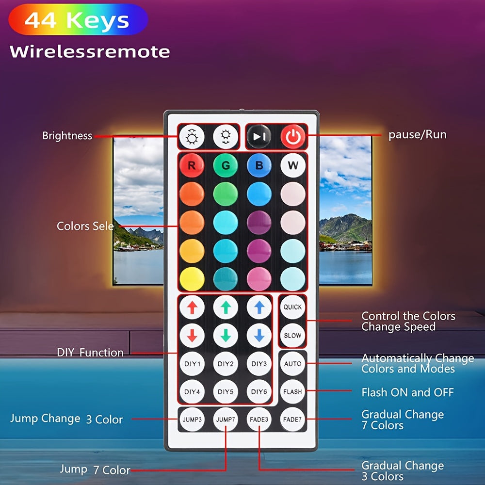 Tira de luces LED con control inalámbrico, iluminación RGB remota por infrarrojos, decoración para sala de estar, lámpara flexible, cadena decorativa