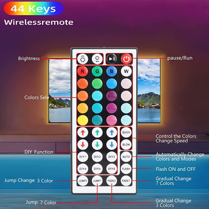 Tira de luces LED con control inalámbrico, iluminación RGB remota por infrarrojos, decoración para sala de estar, lámpara flexible, cadena decorativa
