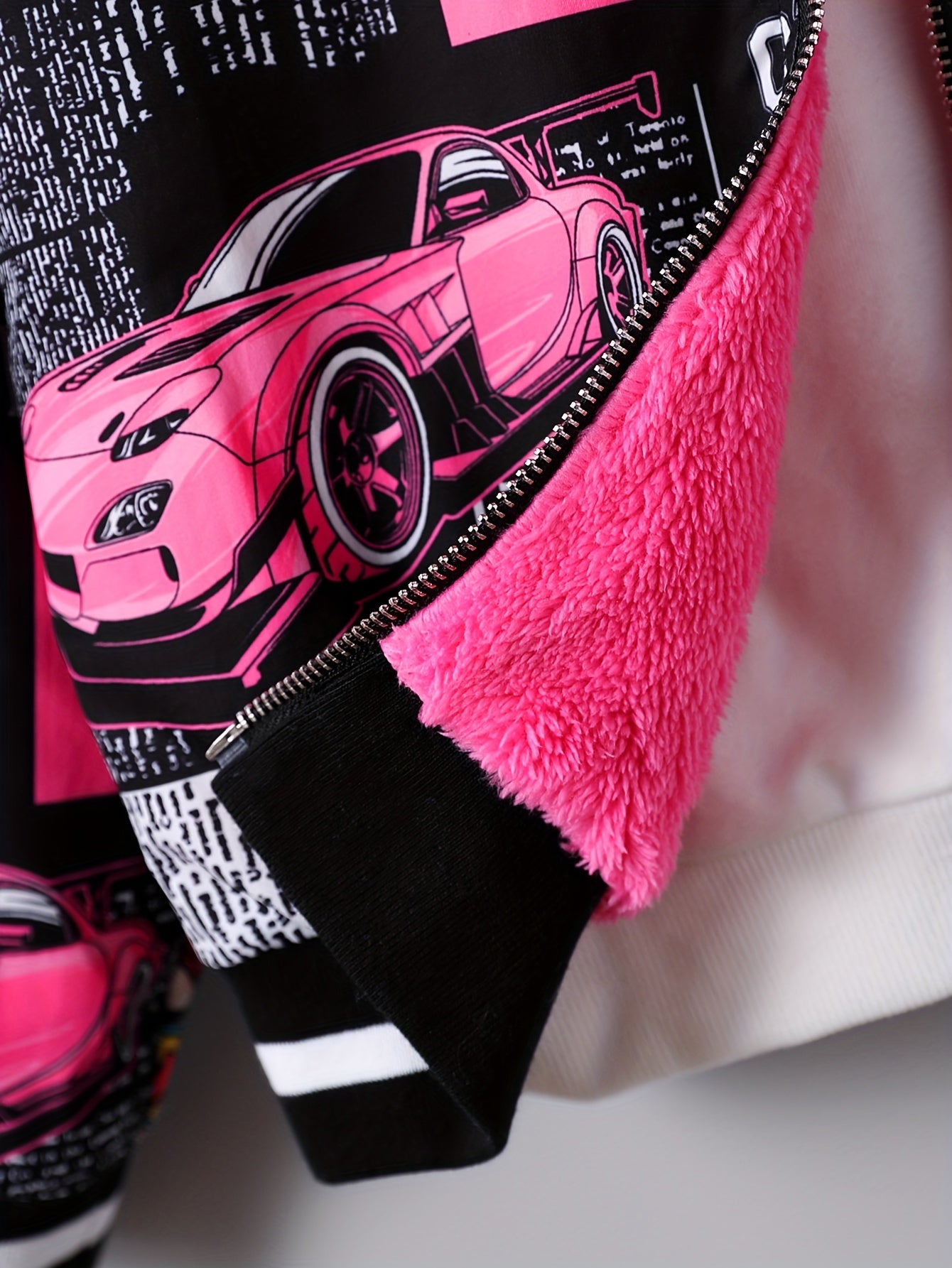 Chaqueta bomber con forro polar y estampado pop art para niña: abrigo informal con cremallera estilo béisbol para otoño/invierno, tallas 130-170