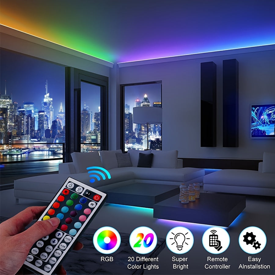 Tira de luces LED con control inalámbrico, iluminación RGB remota por infrarrojos, decoración para sala de estar, lámpara flexible, cadena decorativa