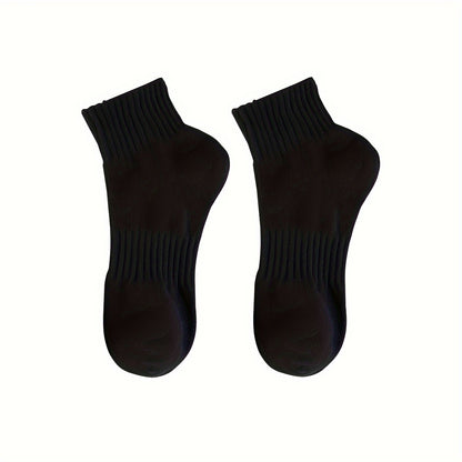 6 Pairs CozyFit Women's Winter Short Tube Socks - Soft Polyester Knit Sports Ankle Socks with Spandex, Solid Color, Comfortable Casual Daily Wear