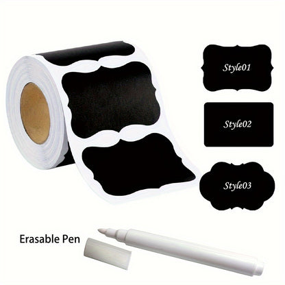 1 Roll of 120 Stickers 3 Waterproof Erasable Blackboard Stickers Labels with Erasable Pen 3.56*5.59cm Glass Bottle Kitchen Seasoning Bottle Flat Luggage Car Decoration Stickers Roll Seal Stickers Holiday Decoration Gift Decor