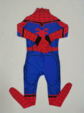Boy's Creative Movie Character Outfit, Spider Web Pattern Bodysuit + Mask Set, Suitable For Stage Performance, Halloween And Carnival Party