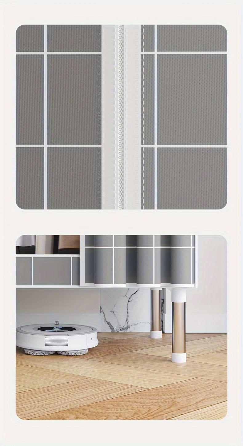 Simplified assembly of steel pipes with thickened reinforcement and 10 large capacity storage racks and 3 hanging clothes poles for storing wardrobes, easy and convenient assembly of checkered fabric cabinets