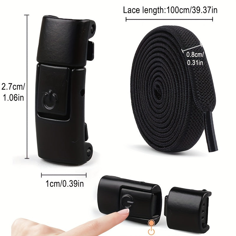 1 Pair Free-Tie Shoelaces Set, 2pcs Elastic Shoelaces & 2pcs Shoelaces Buckles For Sneakers Canvas Shoes