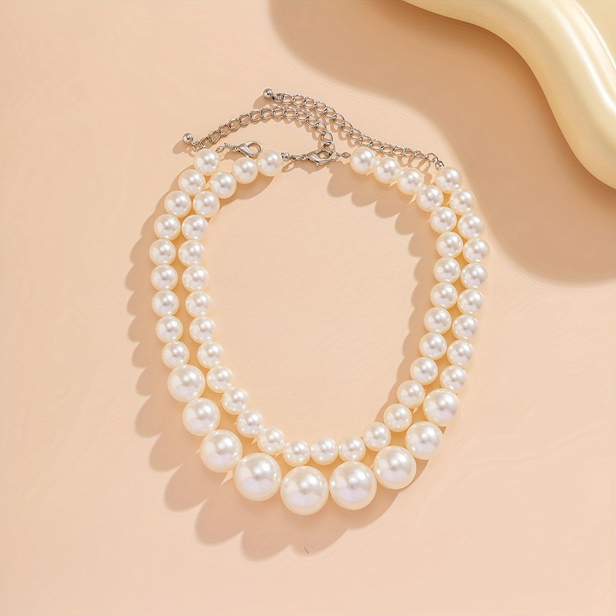 2pcs/Set Baroque Style Faux Pearl Beads Exaggerated Necklace Neck Jewelry Gift Decoration