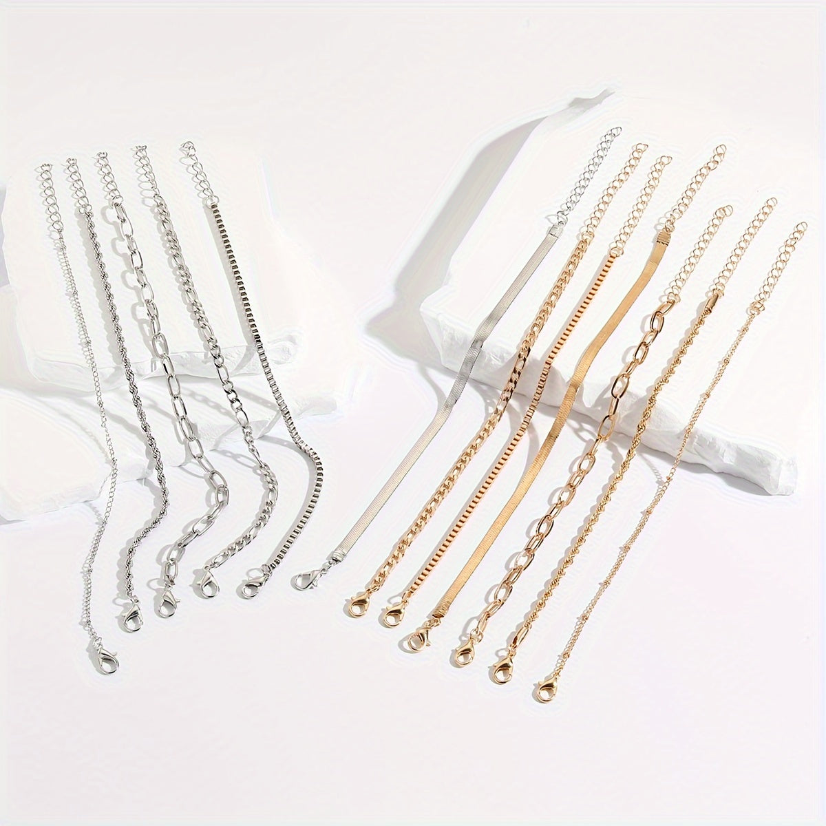 6-piece Fine Alloy Chain Bracelet Set Simple Women's Bracelet Jewelry Decoration Bead Quantity 5-9 Pieces