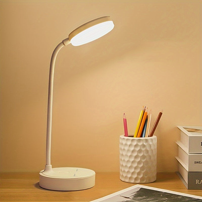 Modern Dimmable LED Desk Lamp - Plastic Tabletop Nightlight with Adjustable Lighting for Bedroom, Living Room - USB-Powered Art Decorative Lamp, Countertop Accessory with Switch Control - Battery-Free