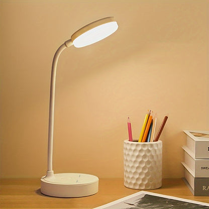 Modern Dimmable LED Desk Lamp - Plastic Tabletop Nightlight with Adjustable Lighting for Bedroom, Living Room - USB-Powered Art Decorative Lamp, Countertop Accessory with Switch Control - Battery-Free