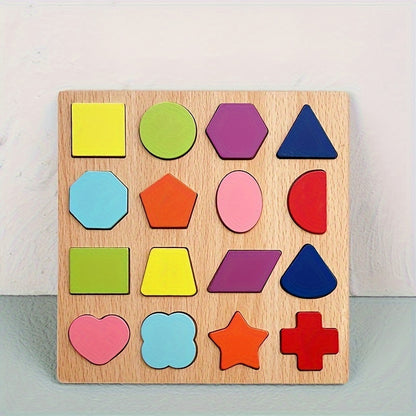 Juego de 4 juguetes educativos STEM de madera grandes: bloques de rompecabezas con alfabeto, números y formas para el aprendizaje temprano, el reconocimiento de colores y el desarrollo de habilidades para la resolución de problemas.